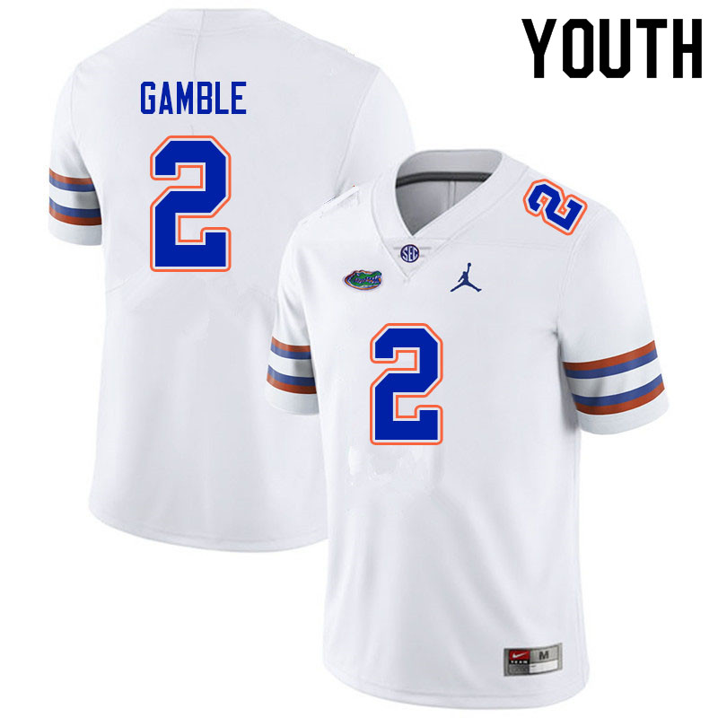 Youth #2 Kemore Gamble Florida Gators College Football Jerseys Sale-White - Click Image to Close